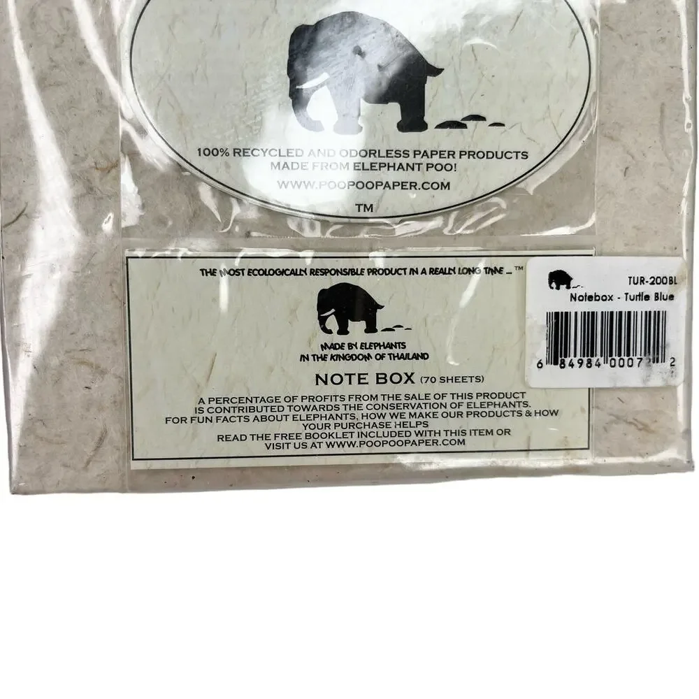The Great Elephant Poo Poo Paper Blue Turtle Note Box New